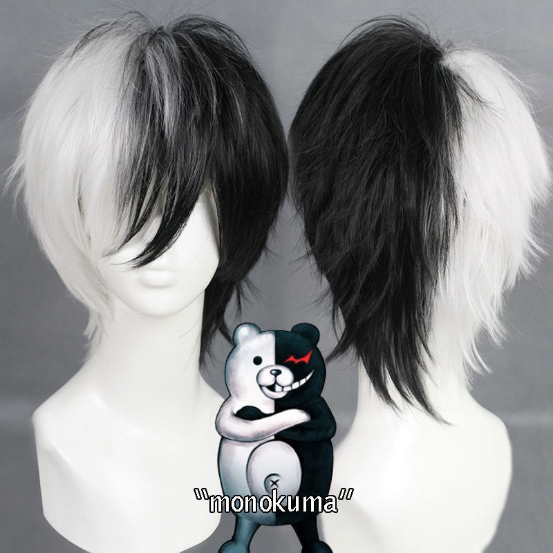 Anime Game Danganronpa Đen Trắ - đánh giá và giá Cosplay Anime White Hair