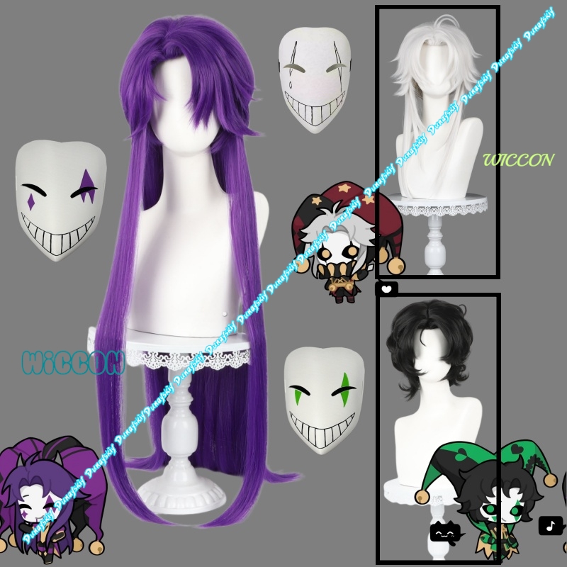 Men's Pierrot Jester Harlequin - đánh giá và giá Cosplay Anime White Hair