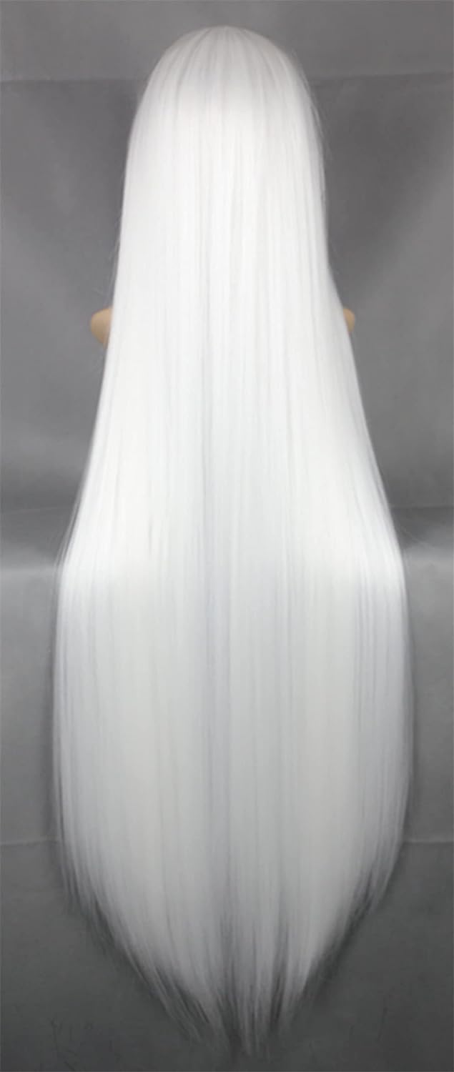 Super Long 100CM Straight Wig  - đánh giá và giá Cosplay Anime White Hair