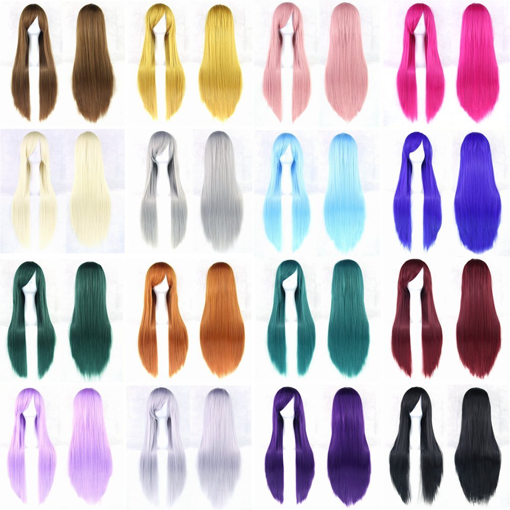 80cm Long Straight Natural Hai - đánh giá và giá Cosplay Anime White Hair
